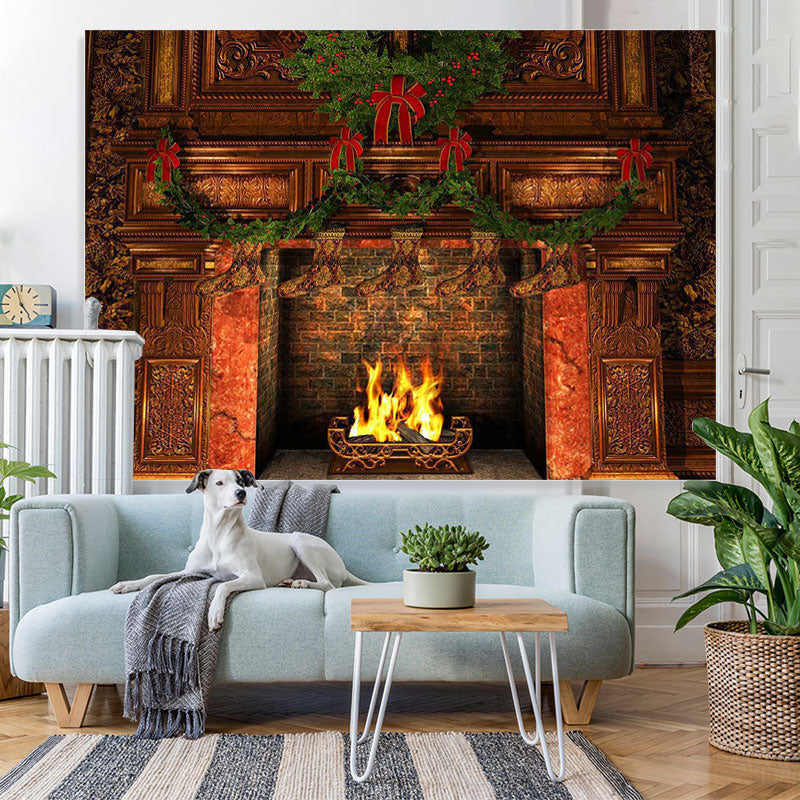 Lofaris Retro socks fireplace gorgeous Christmas photo backdrop