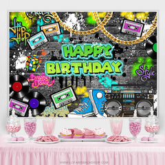 Lofaris Rock Hip Hop Classic Happy Birthday Party Backdrop
