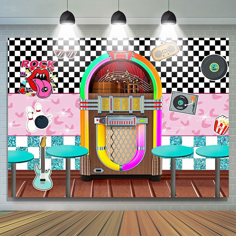 Rock Roll Party Back To 1950s Soda Shop Diner Time Party Backdrop