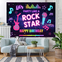 Lofaris Rock Star Music Theme Colorful Happy Birthday Backdrop