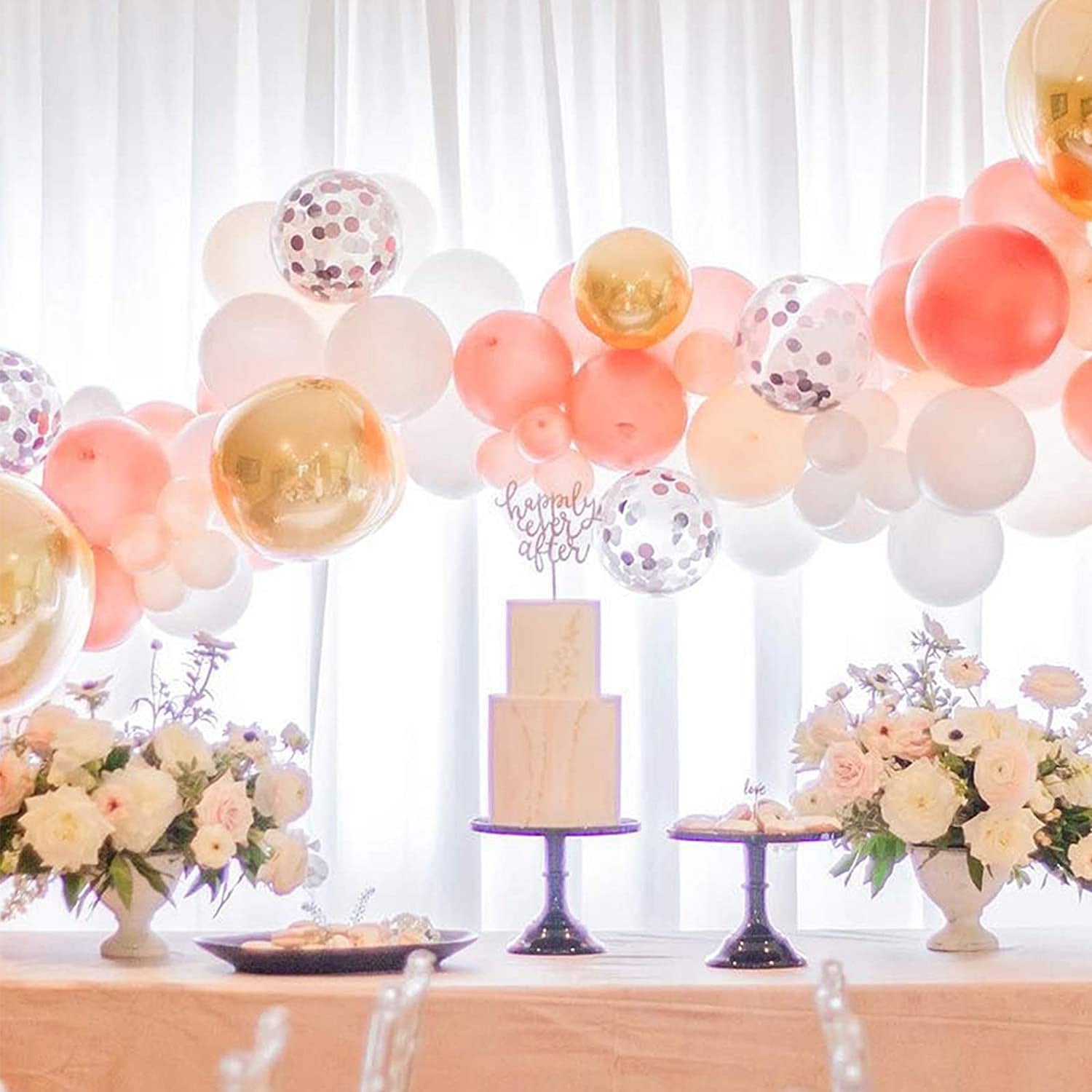 Lofaris Rose Gold 125 Pack DIY Balloon Arch Kit | Garland Party Decorations - Pink