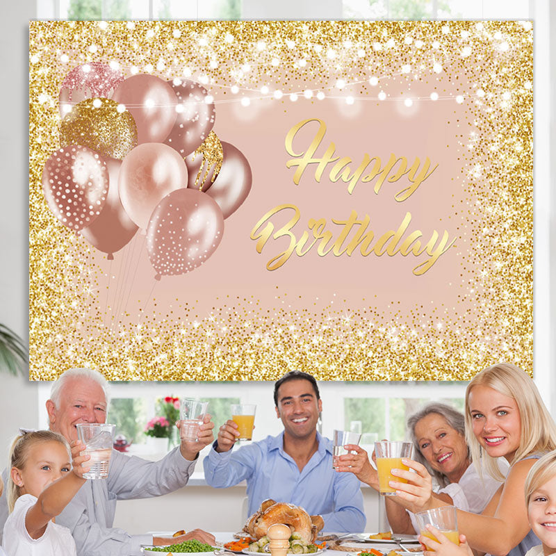 Lofaris Rose Gold and Glitter Birthday Backdrop for Girl