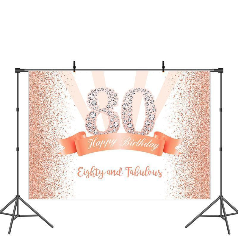 Lofaris Rose Gold and Pink Dots Happy 80th Birthday Party Backdrop