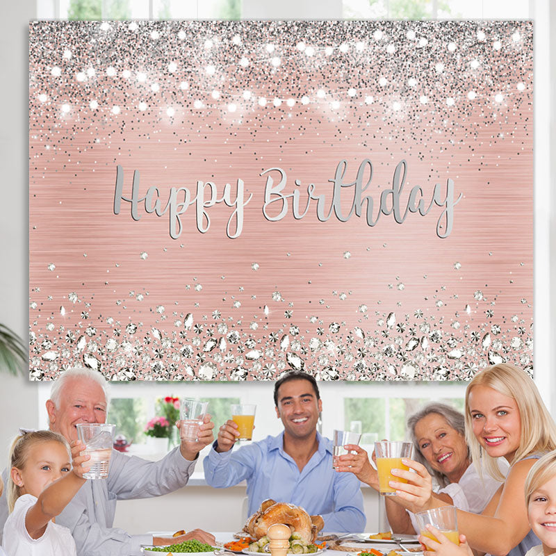Lofaris Rose Gold And Silver Bokeh Happy Birthday Backdrop
