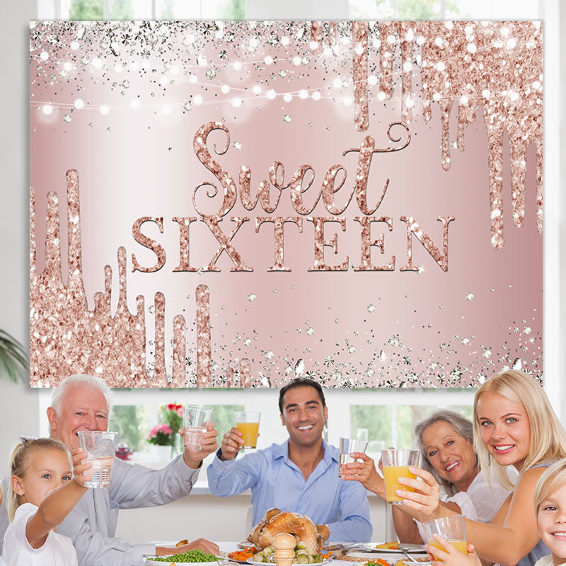 Lofaris Rose Gold Bokeh Diamond Sweet Sixteen Birthday Backdrop