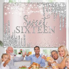 Lofaris Rose Gold Pink and Silver Bokeh Sweet Sixteen Backdrop