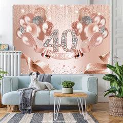 Lofaris Rose Golden Balloons Happy 40Th Birthday Backdrop