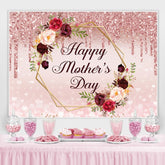 Lofaris Rose Golden Floral Glitter Happy Mothers Day Backdrop