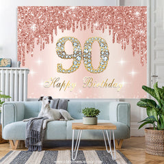 Lofaris Rose Golden Happy 90Th Birthday Backdrop For Women