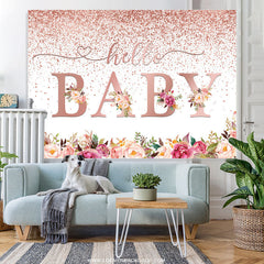 Lofaris Rose Golden With Flowers Lovely Baby Shower Backdrop