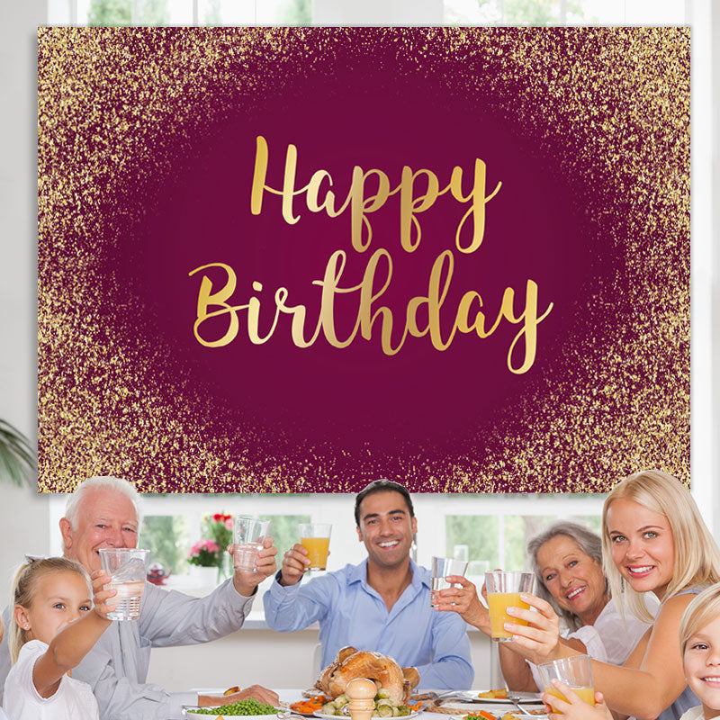 Lofaris Rose Pink And Glitter Gold Happy Birthday Backdrop