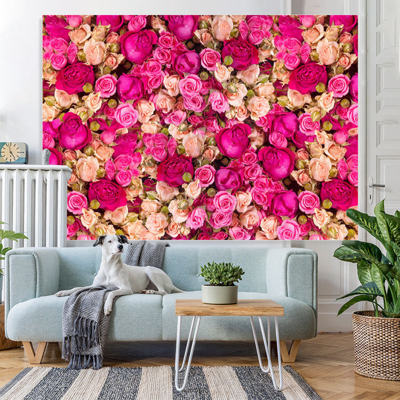 Lofaris Rose Red And Pink Floral Birthday Backdrop For Girl