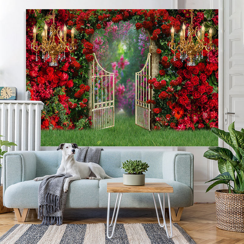 Lofaris Roses Leavels Garden Door With Gorgeous Light Backdrop