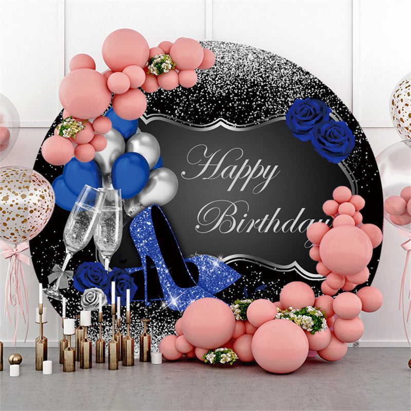 Circle Gold Balloons Black Happy 40Th Birthday Backdrop - Lofaris