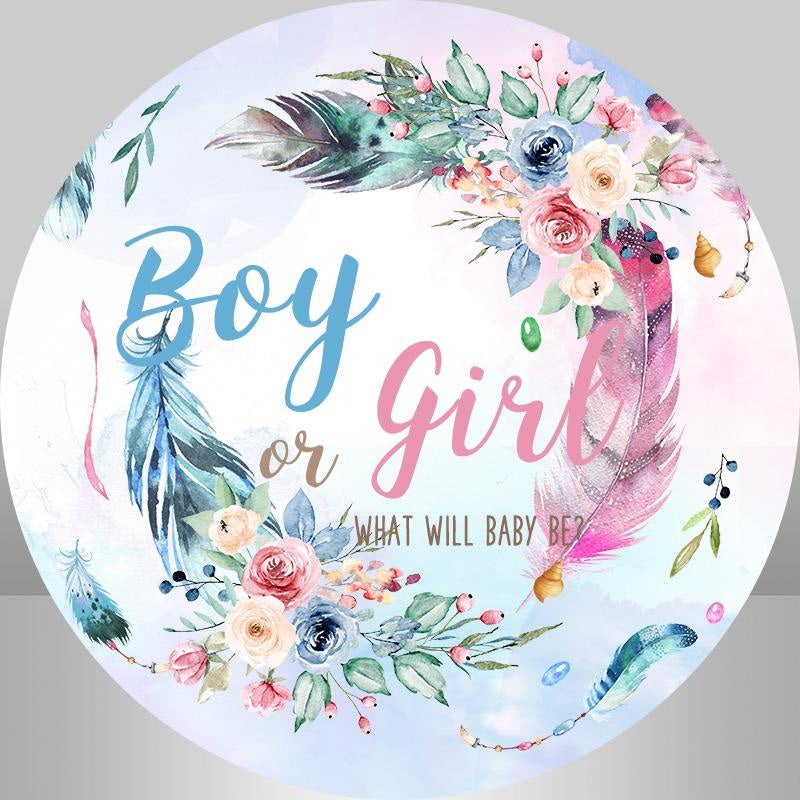 Lofaris Round Cute What Will Baby Be Shower Backdrop
