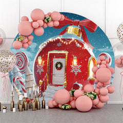 Lofaris Round Candyland House With Bow Winter Christmas Backdrop