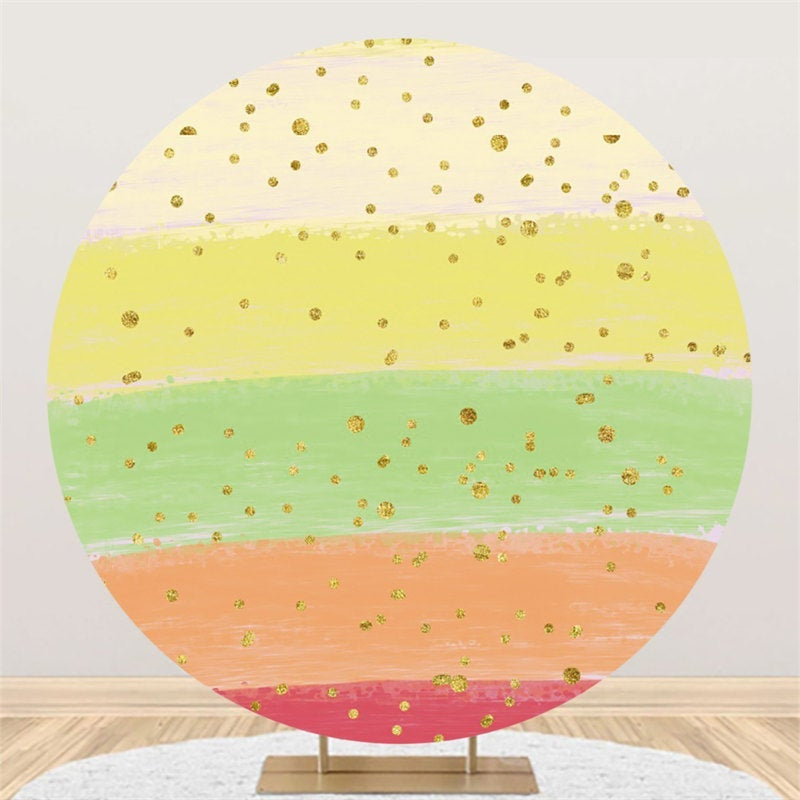 Lofaris Round Color Stripe Happy Birthday Backdrop For Party