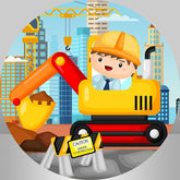 Lofaris Round Construction And House Happy Birthday Backdrop