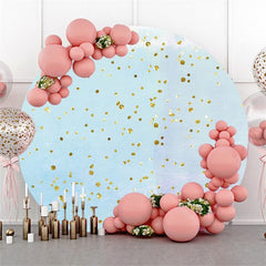 Lofaris Round Gold Glitter And Blue Happy Birthday Backdrop