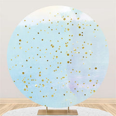 Lofaris Round Gold Glitter And Blue Happy Birthday Backdrop