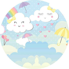 Lofaris Round Love Rainbow White Clouds Baby Shower Backdrop