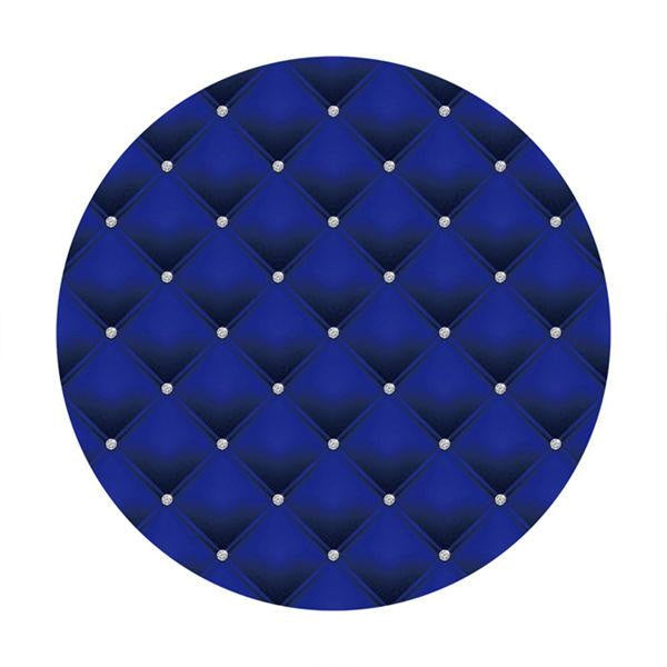 Lofaris Round Navy Blue Silver Dot Happy Birthday Backdrop