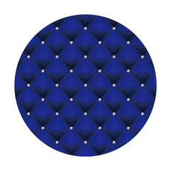 Lofaris Round Navy Blue Silver Dot Happy Birthday Backdrop