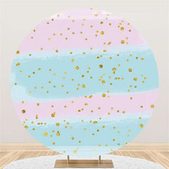 Lofaris Round Pink Blue Glitter Birthday Backdrop For Party