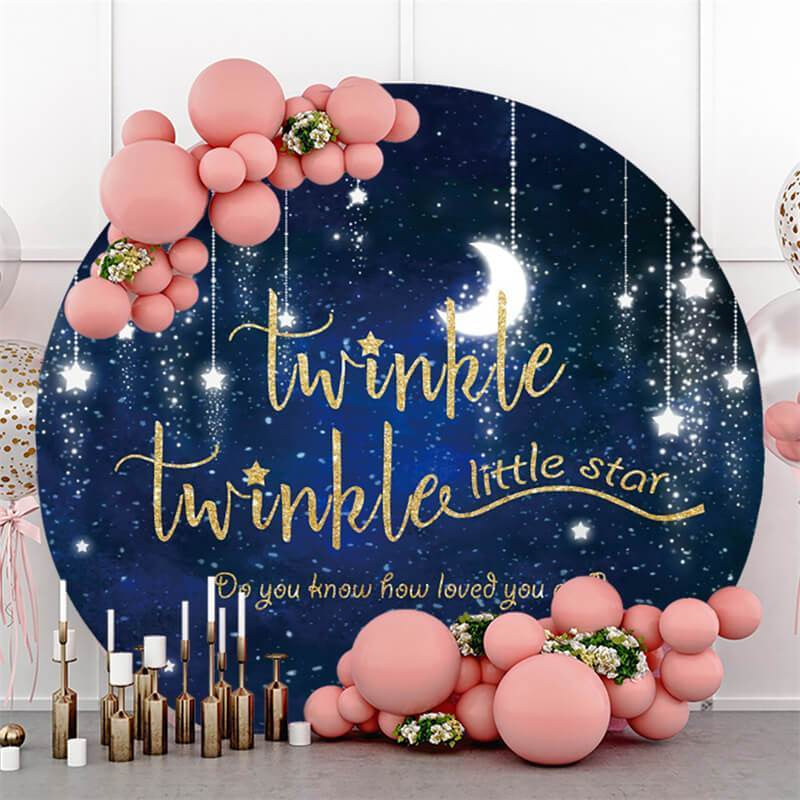 Lofaris Round Twinkle Little Star Baby Shower Backdrop