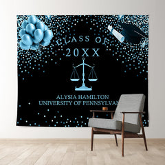 Lofaris Royal Blue Bokeh Ballons Class Of 2022 Black Backdrop