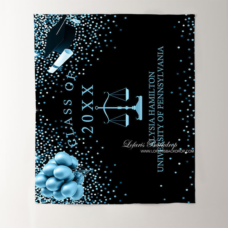 Lofaris Royal Blue Bokeh Ballons Class Of 2022 Black Backdrop