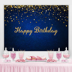 Lofaris Royal Blue Gold Glitter Bokeh Happy Birthday Backdrop