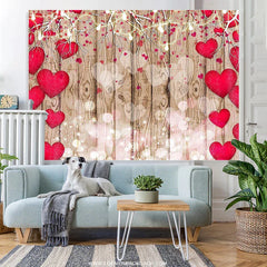 Lofaris Rustic Wood Red Love Heart Girl Birthday Backdrop