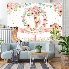 Lofaris Saddle Up Pink Floral And Horse First Birthday Backdrop