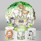 Lofaris Safari Animals Circle Baby Shower Backdrop For Party