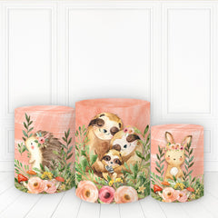 Lofaris Safari Animals Pedestal Cover Pink Floral Table
