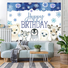 Lofaris Safari Cold Winter With Snow Happy Birthday Backdrop