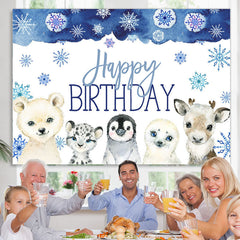 Lofaris Safari Cold Winter With Snow Happy Birthday Backdrop