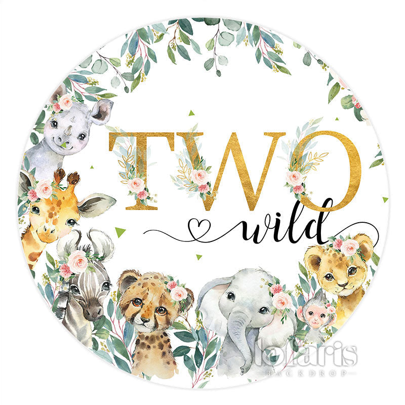 Lofaris Safari Floral Plant Wild Two Circle Birthday Backdrop