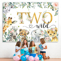 Lofaris Safari Floral Plants Wild Two Happy Birthday Backdrop