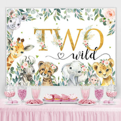 Lofaris Safari Floral Plants Wild Two Happy Birthday Backdrop