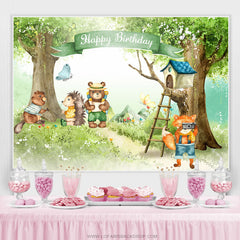 Lofaris Safari Forest Animals Happy Birthday Party Backdrop
