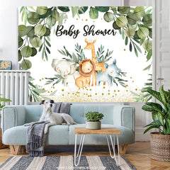 Lofaris Safari Green Jungle Leaves Cute Baby Shower Backdrop