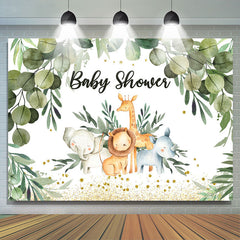 Lofaris Safari Green Jungle Leaves Cute Baby Shower Backdrop