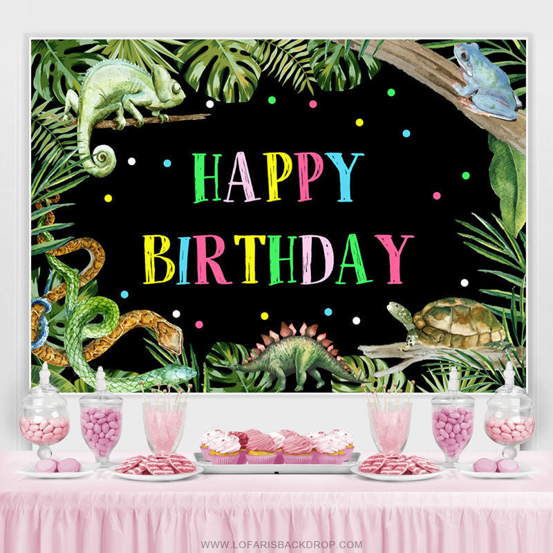 Lofaris Safari Green Tree At Night Happy Birthday Backdrop