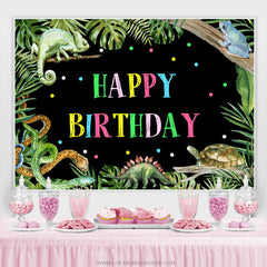 Lofaris Safari Green Tree At Night Happy Birthday Backdrop