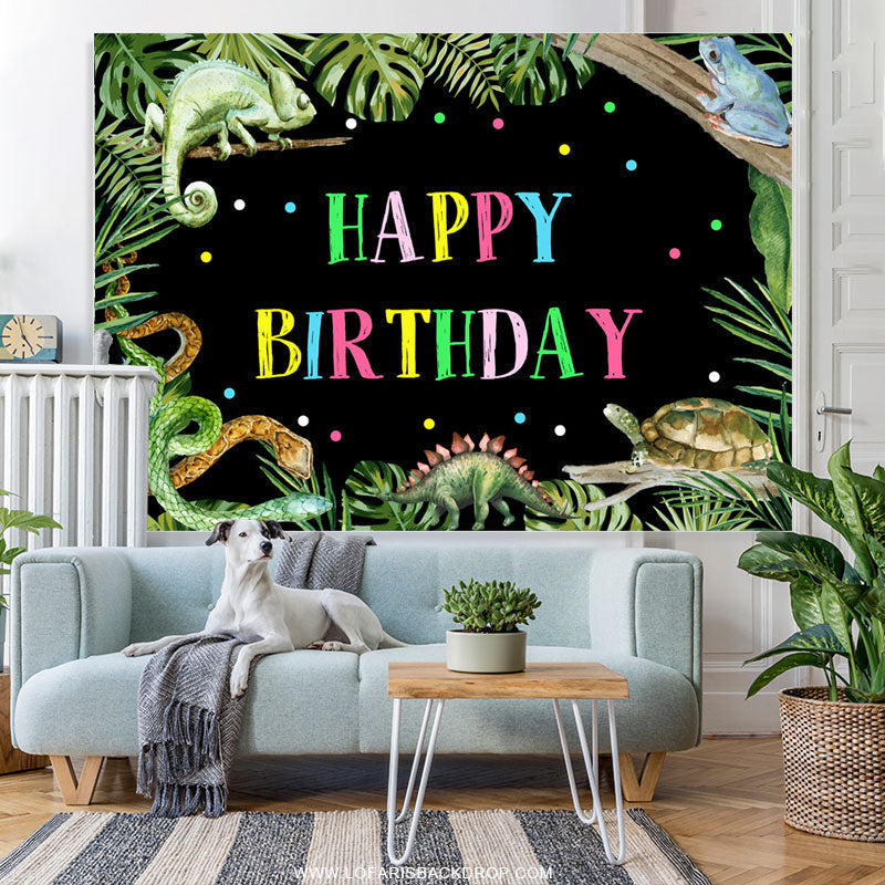 Lofaris Safari Green Tree At Night Happy Birthday Backdrop