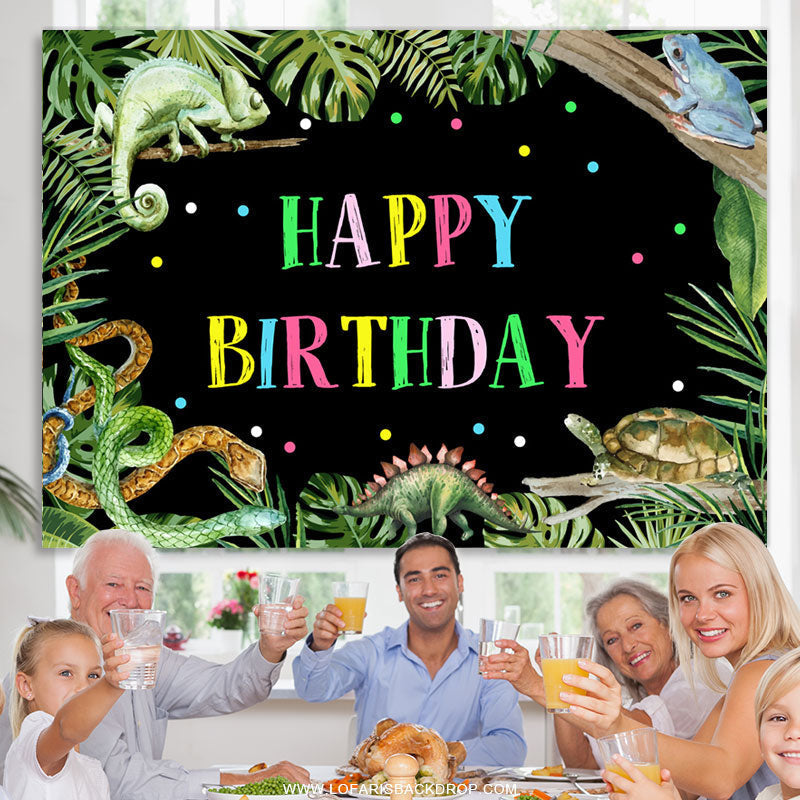 Lofaris Safari Green Tree At Night Happy Birthday Backdrop