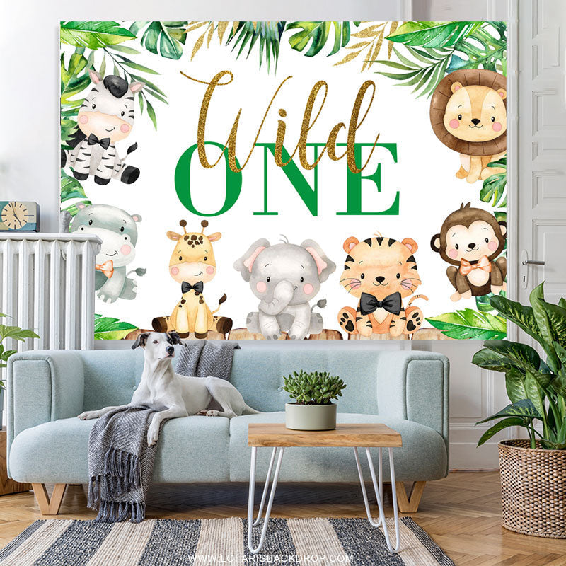 Lofaris Safari Themed Lovely Wild One Happy Birthday Backdrop