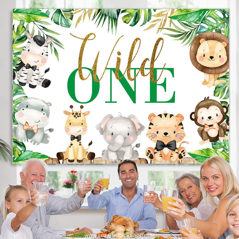 Lofaris Safari Themed Lovely Wild One Happy Birthday Backdrop
